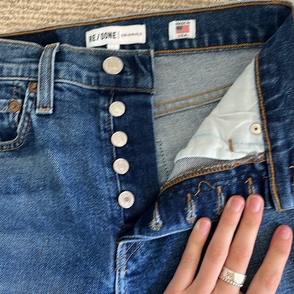 Re/Done Comfort Stretch High Rise Ankle Crop Jeans in Mid 70s Size 24 - Picture 4 of 13
